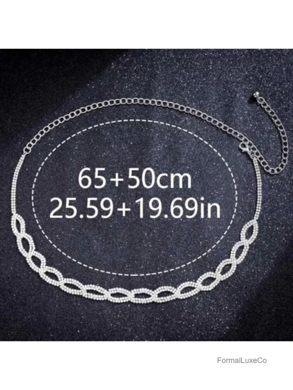 Rhinestone Crystal Chain Belt Silver Waist Chain for Women Wedding Party Dress